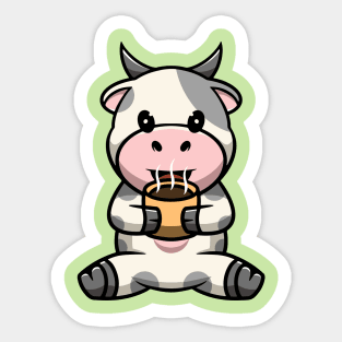 Cute Cow Drinking Hot Chocolate Sticker